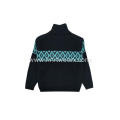 Men's Knitted Fleece Lined Zip Up Jacquard Cardigan